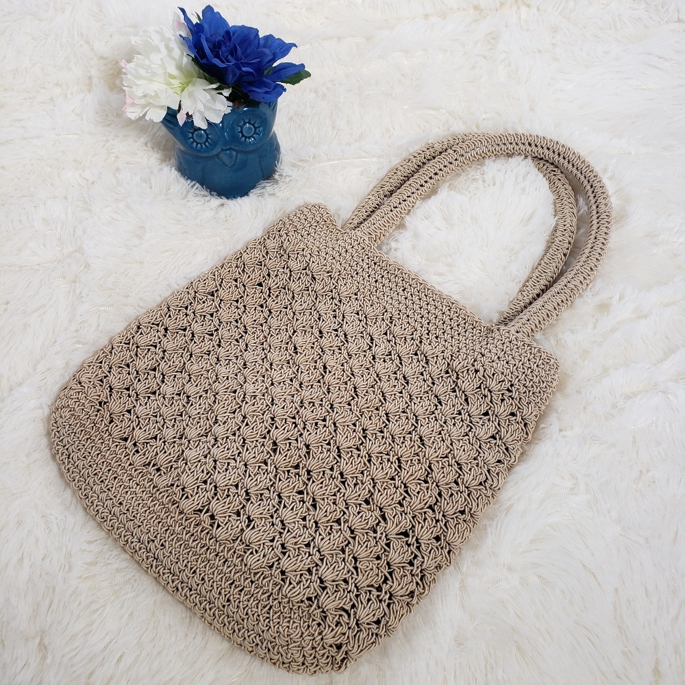3/$25 Casual Corner Tan Crochet Mini Purse